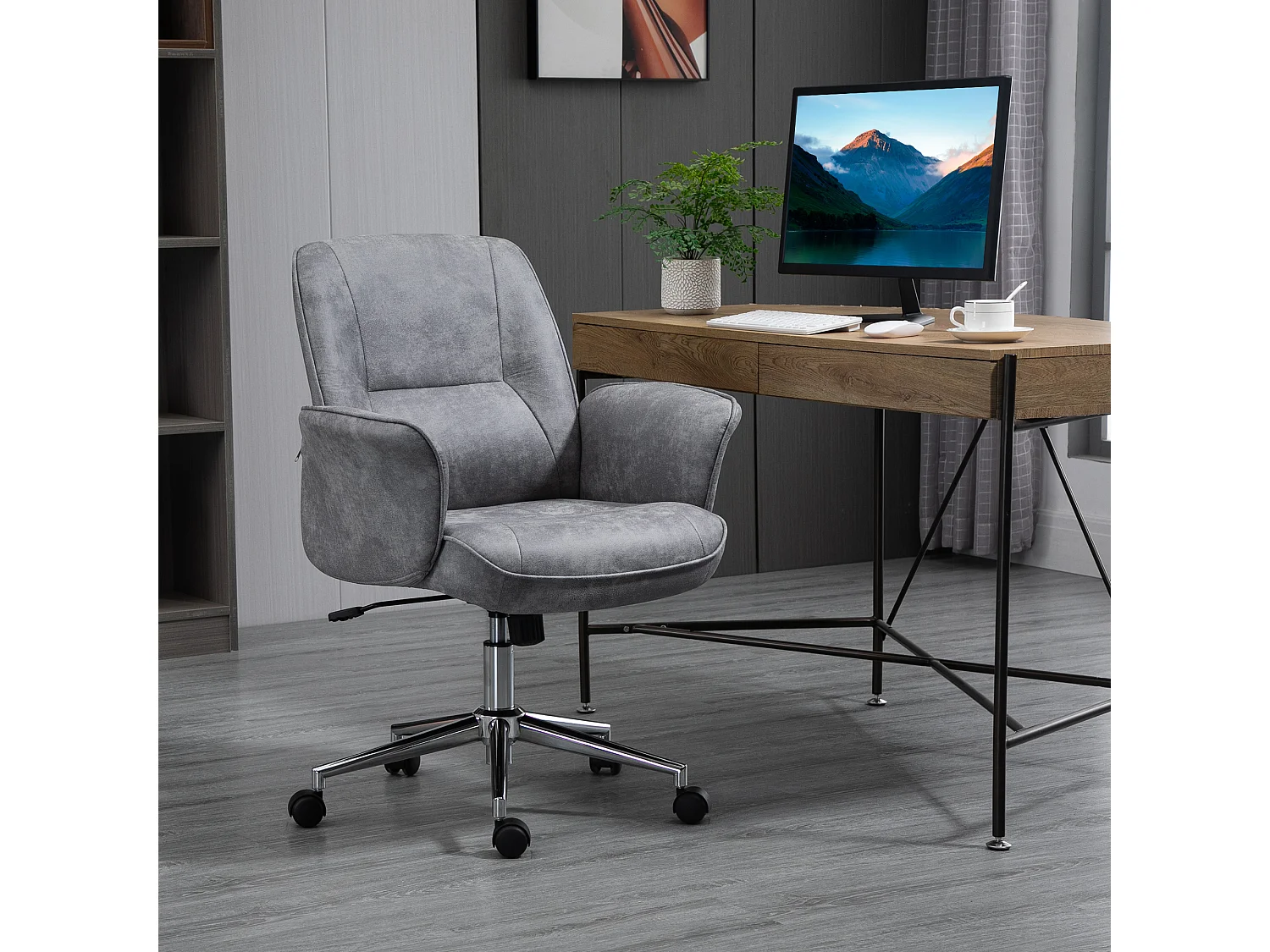 Silla de oficina gris 67x69x102 cm Vinsetto
