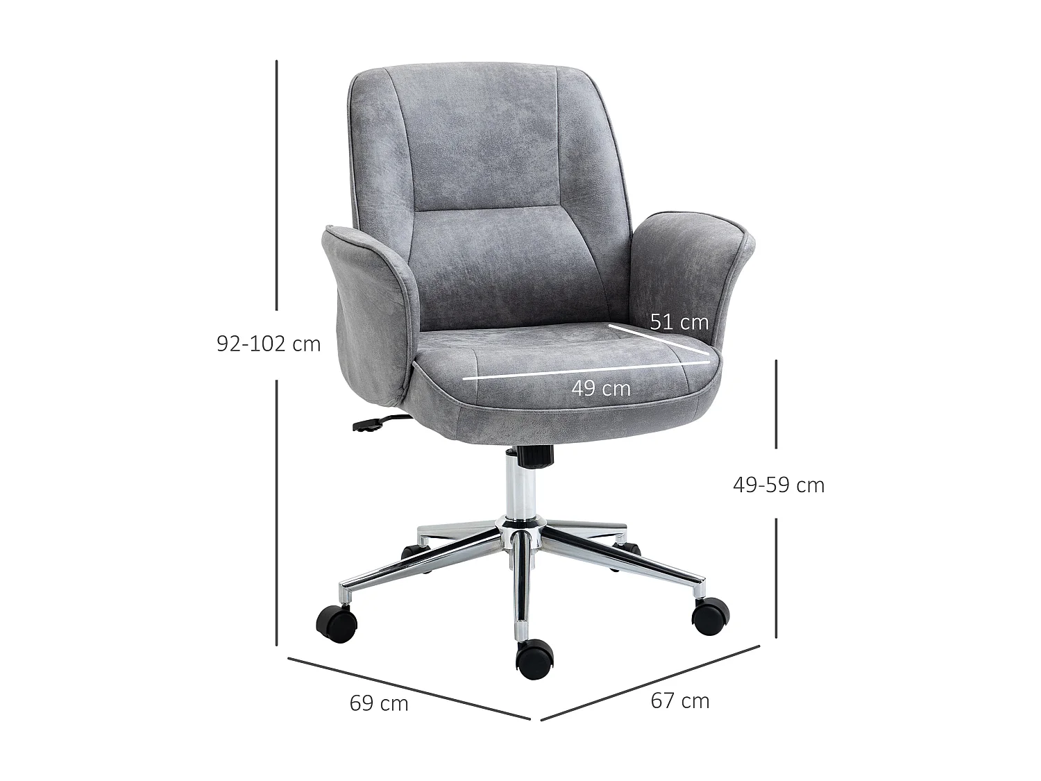 Silla de oficina gris 67x69x102 cm Vinsetto