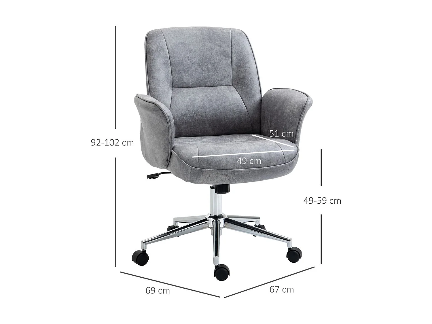 Silla de oficina gris 67x69x102 cm Vinsetto