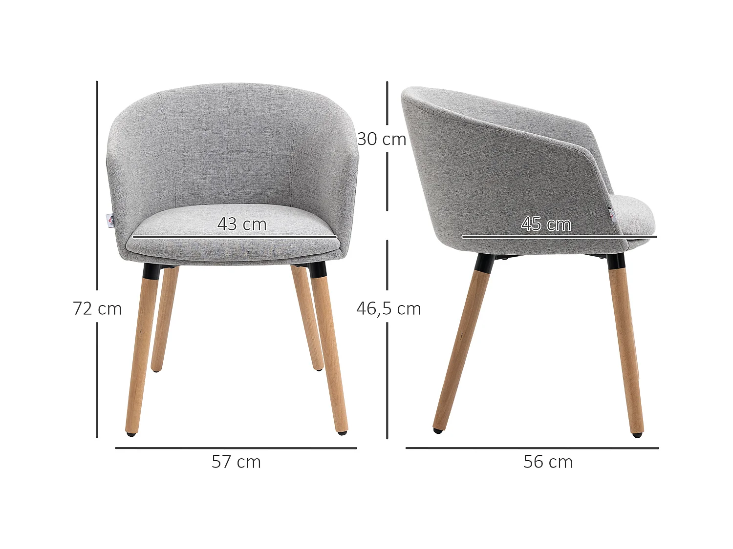 Sillón individual gris 57x56x72 cm HOMCOM