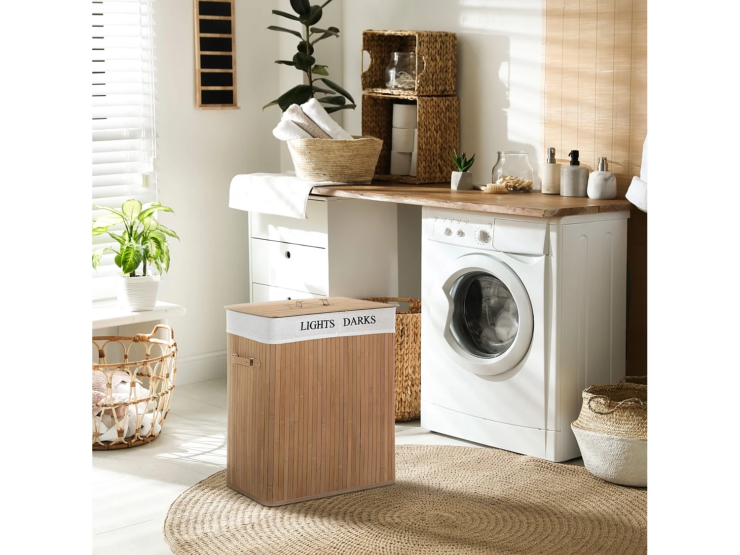 Cesta para ropa sucia natural 52x32x63 cm HOMCOM