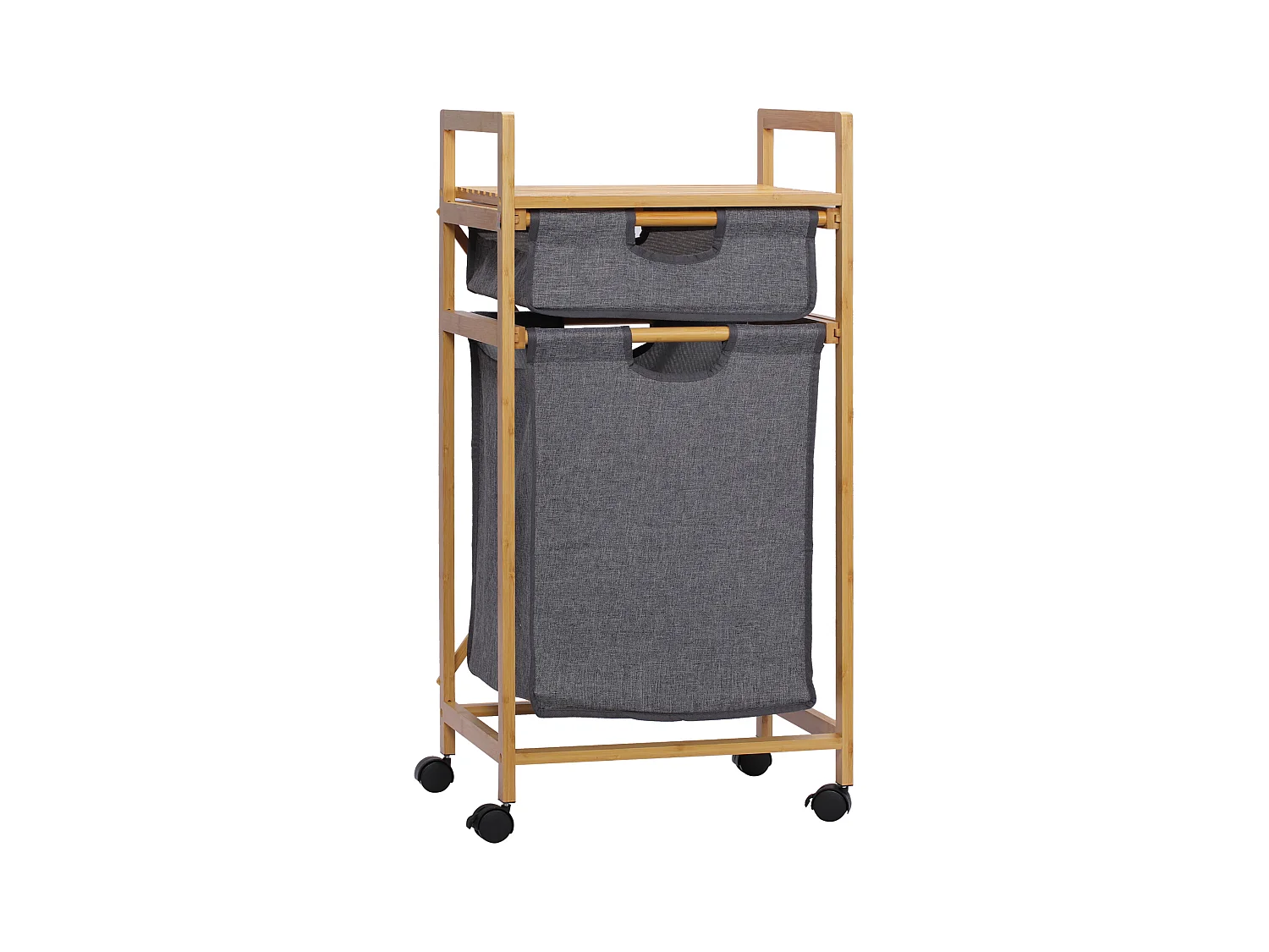 Cesto para ropa madera natural y gris 42x35x84.5 cm HOMCOM