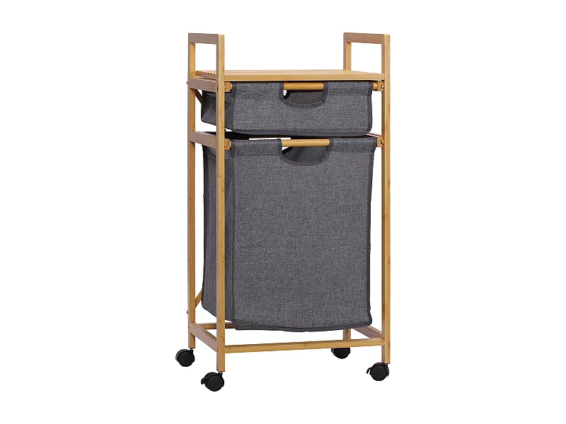 Cesto para ropa madera natural y gris 42x35x84.5 cm HOMCOM