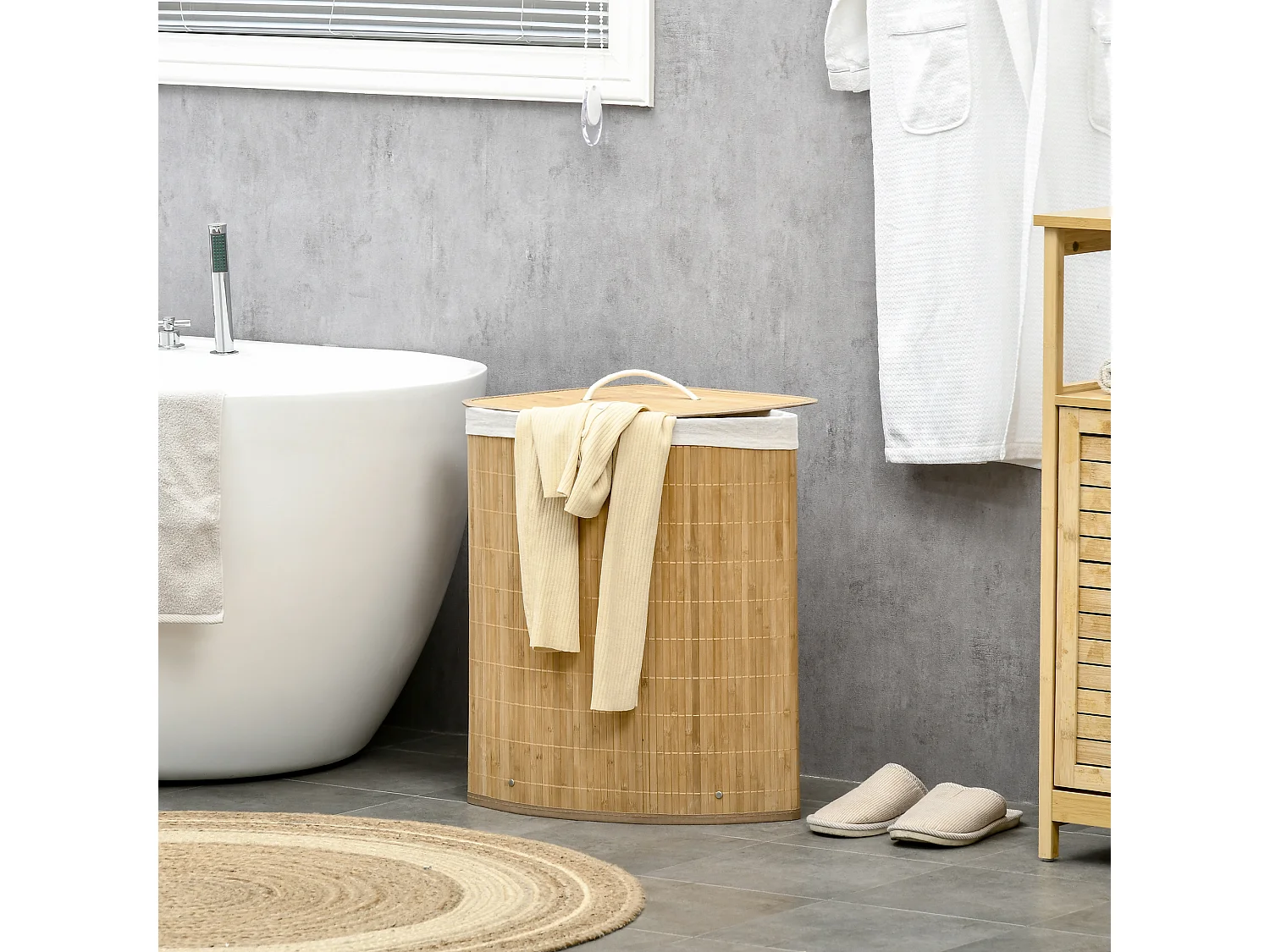 Cesto para ropa madera natural 38x38x57 cm HOMCOM