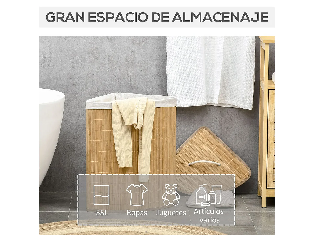 Cesto para ropa madera natural 38x38x57 cm HOMCOM