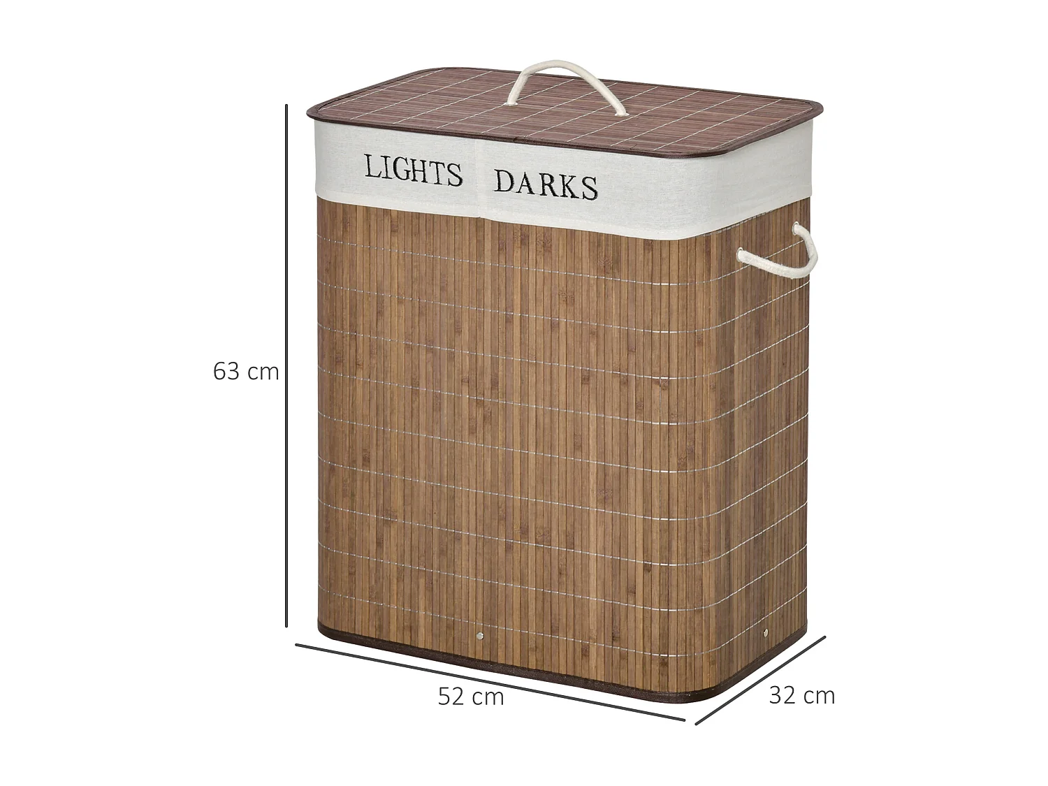 Cesto para ropa sucia marrón 52x32x63 cm HOMCOM