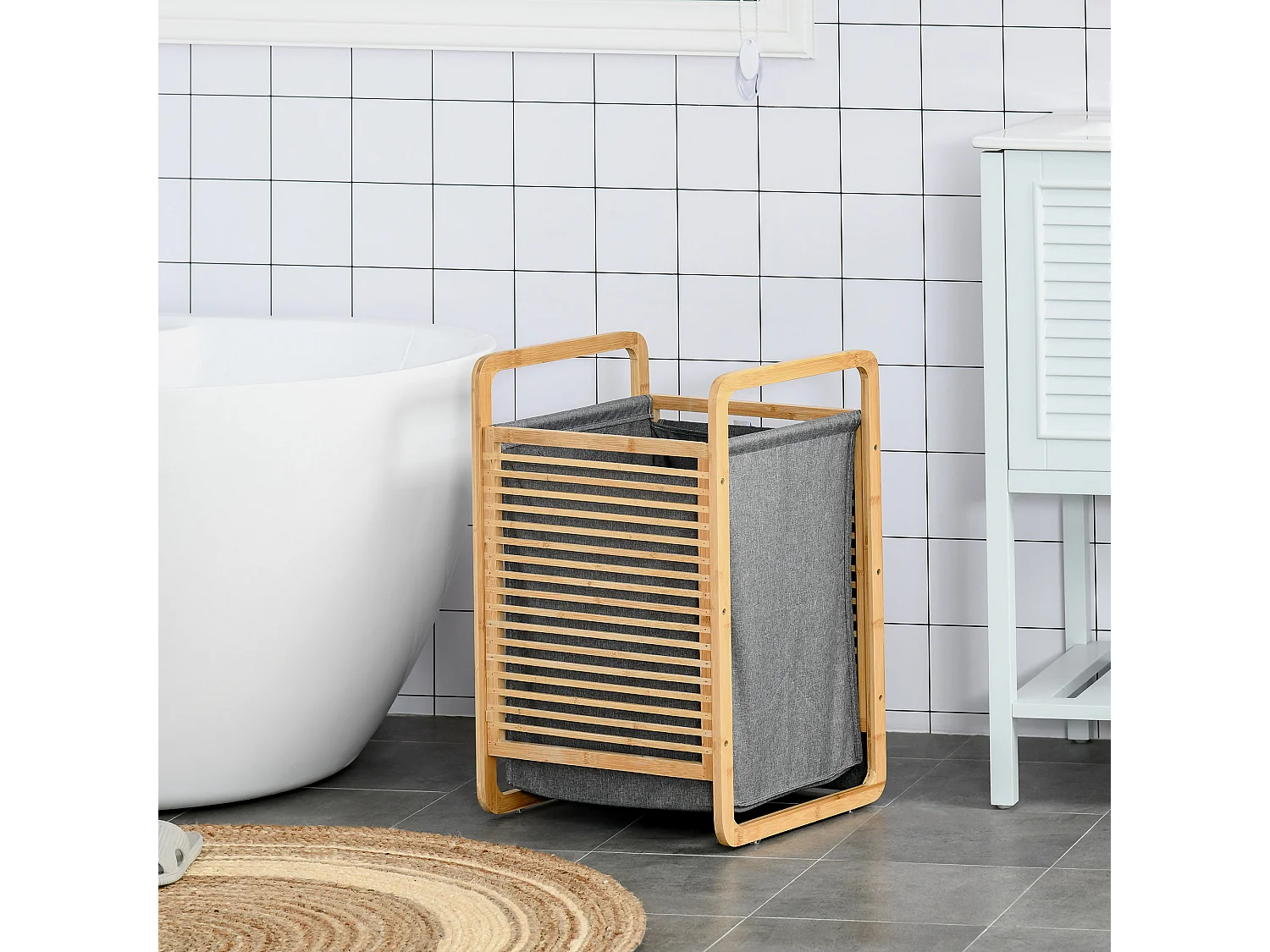 Cesto para ropa sucia madera natural 40x35.5x60.5 cm HOMCOM