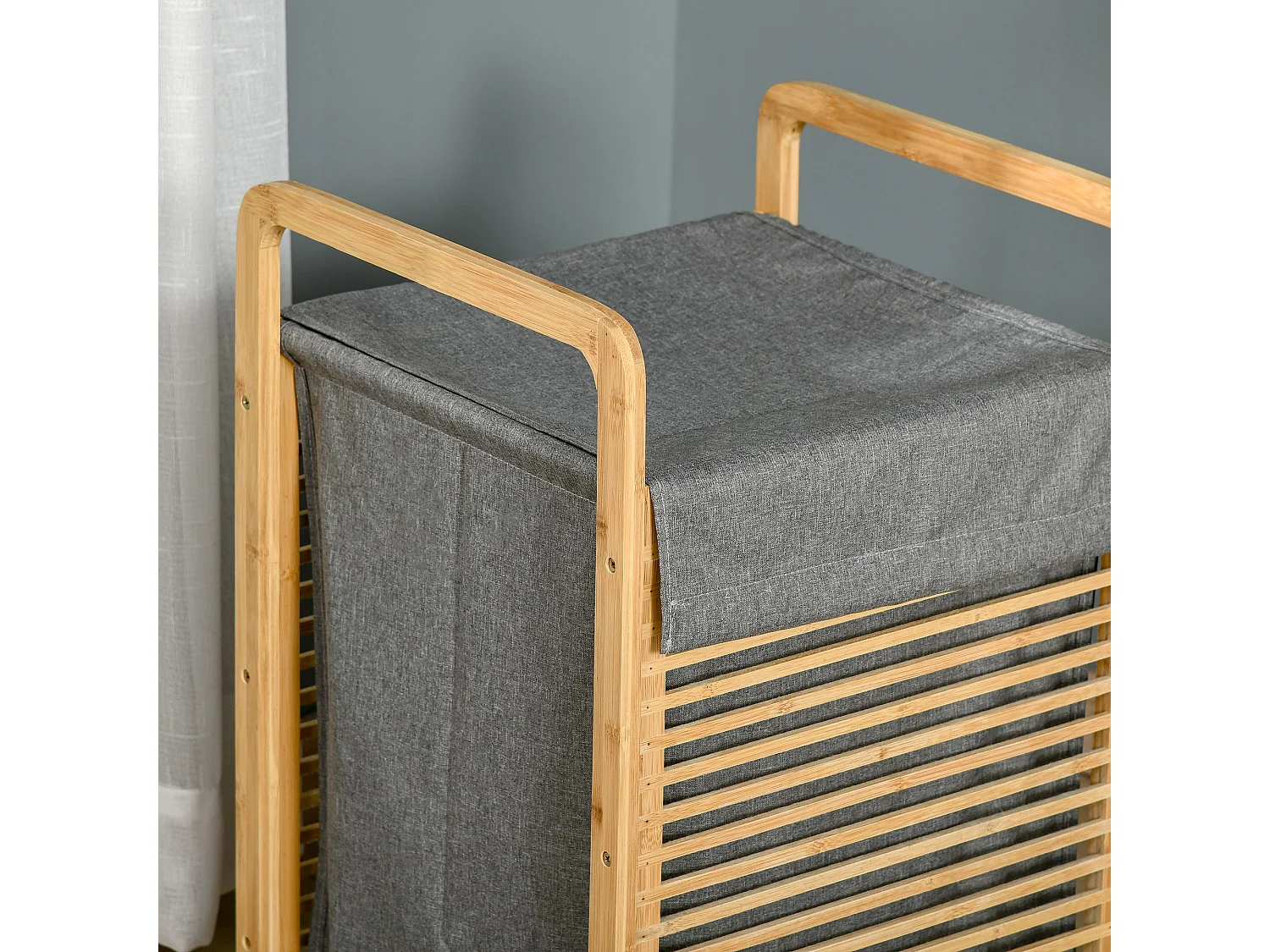 Cesto para ropa sucia madera natural 40x35.5x60.5 cm HOMCOM