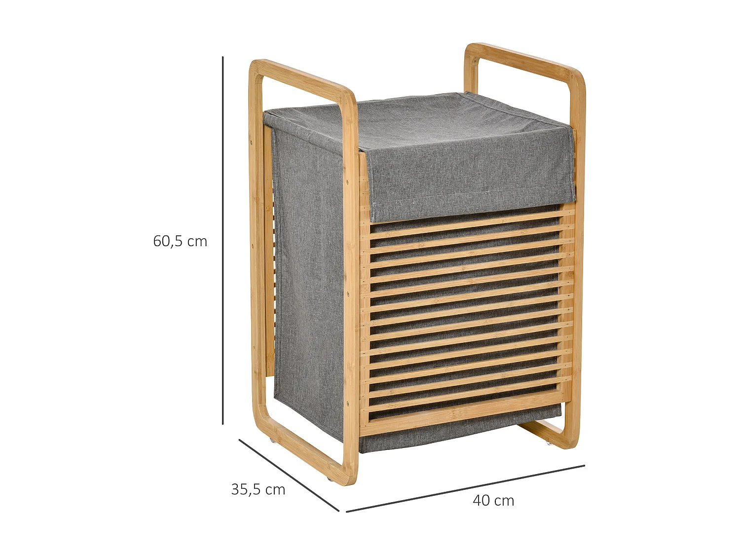 Cesto para ropa sucia madera natural 40x35.5x60.5 cm HOMCOM