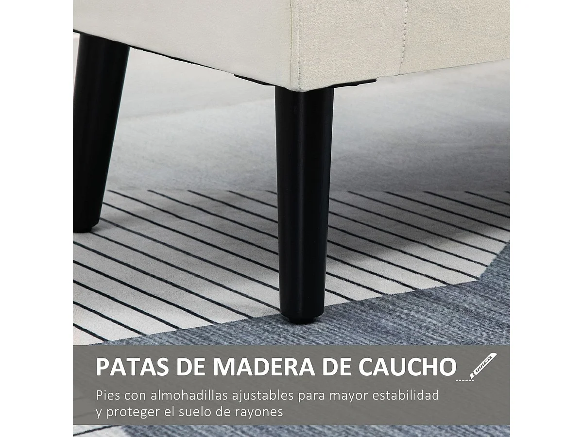 Banco de cama crema 111.5x41x65 cm HOMCOM