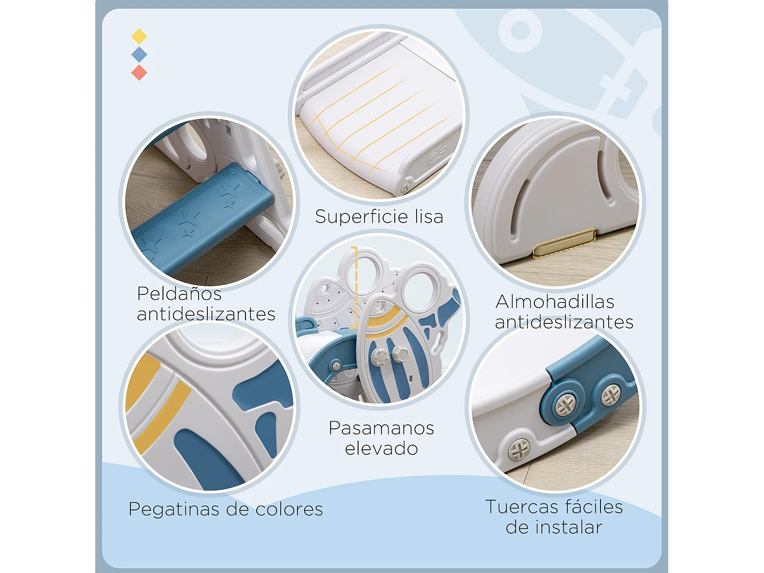 Tobogán para niños azul 157x46.5x80 cm AIYAPLAY