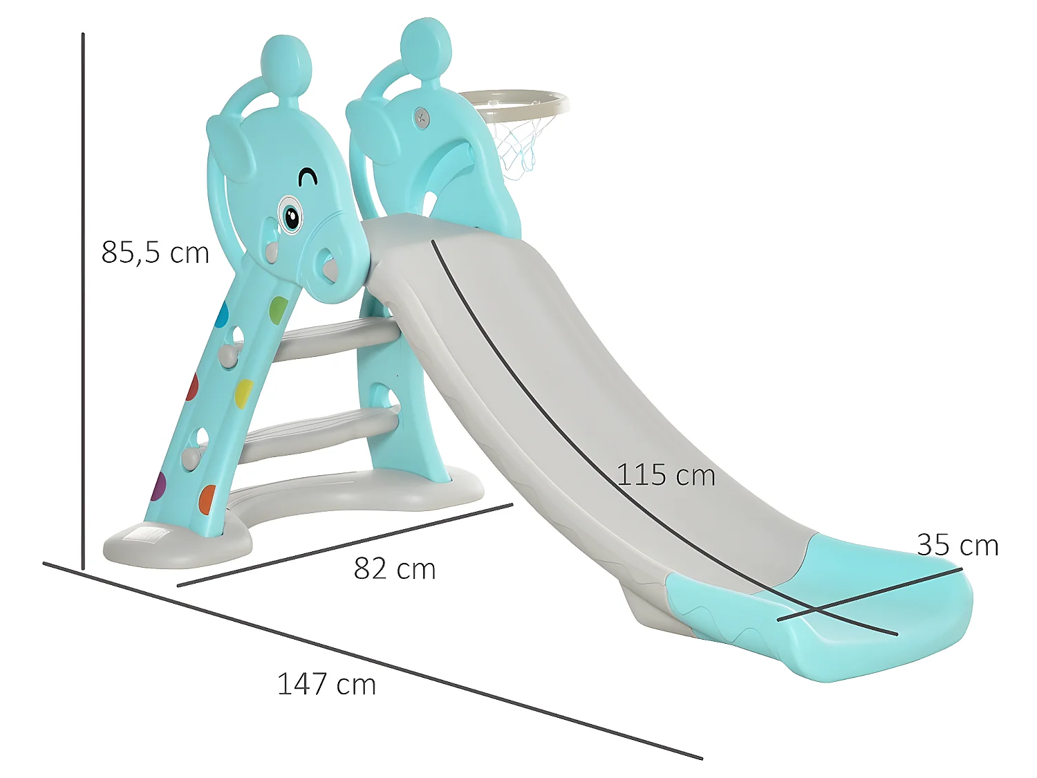 Tobogán infantil azul, gris 147x82x85,5 cm HOMCOM