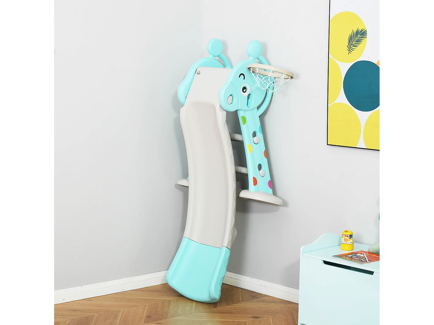 Tobogán infantil azul, gris 147x82x85,5 cm HOMCOM