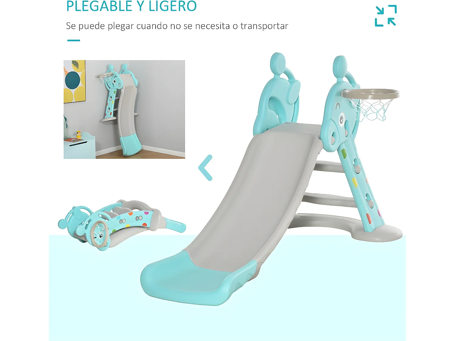 Tobogán infantil azul, gris 147x82x85,5 cm HOMCOM