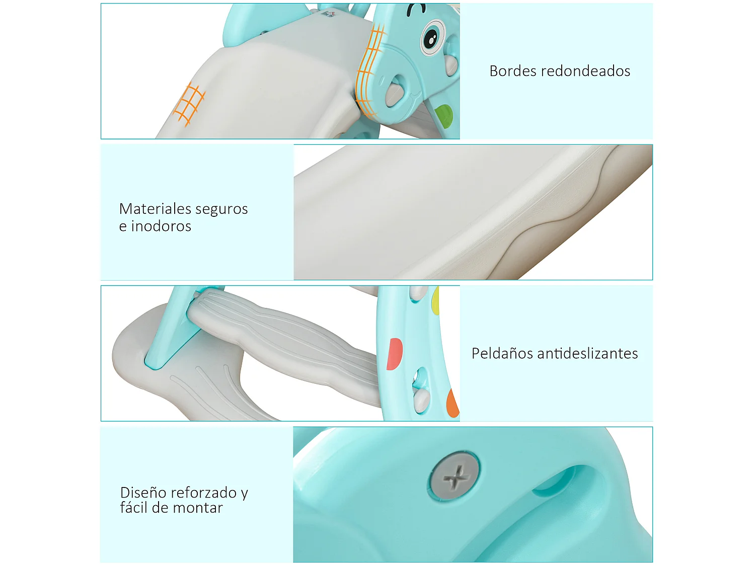 Tobogán infantil azul, gris 147x82x85,5 cm HOMCOM