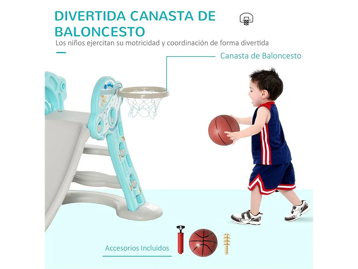 Tobogán infantil azul, gris 140x87x75 cm HOMCOM