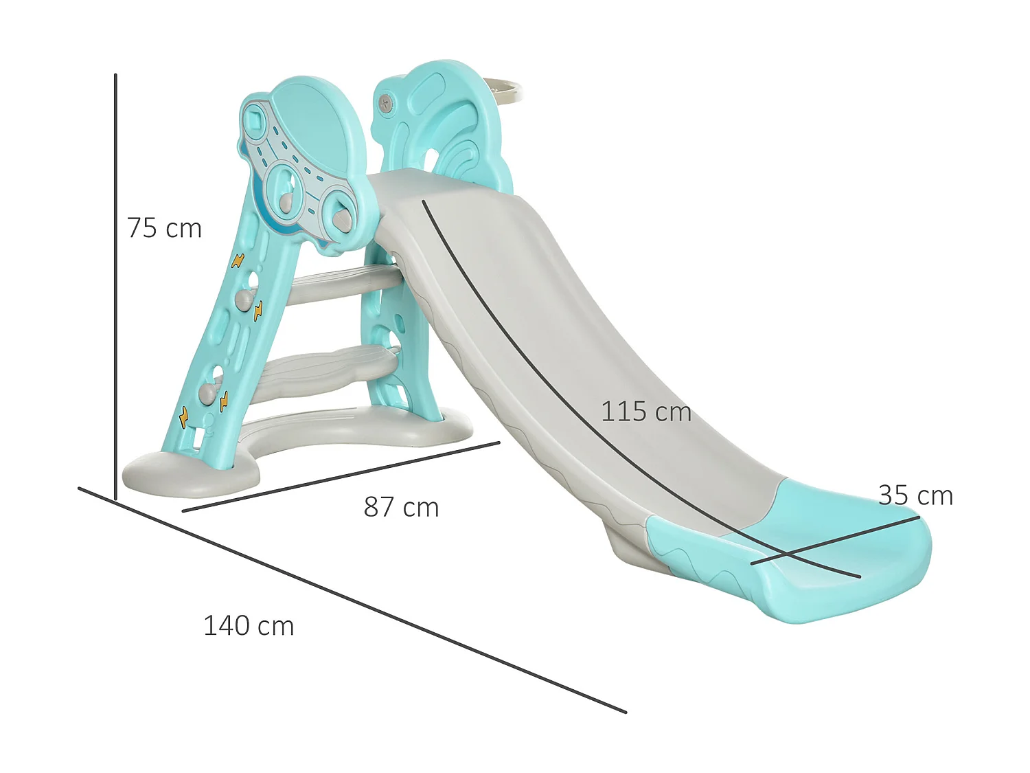 Tobogán infantil azul, gris 140x87x75 cm HOMCOM