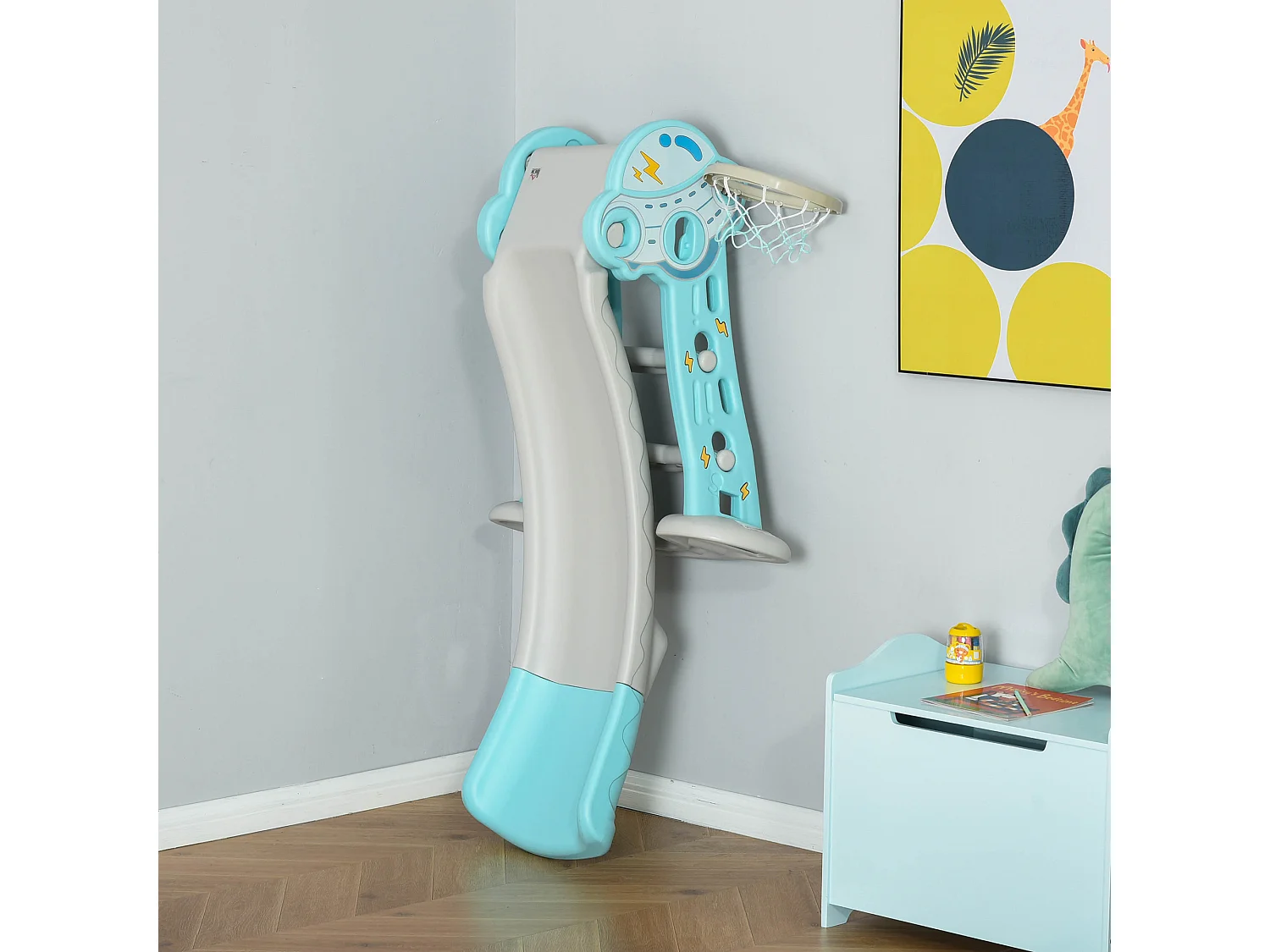 Tobogán infantil azul, gris 140x87x75 cm HOMCOM