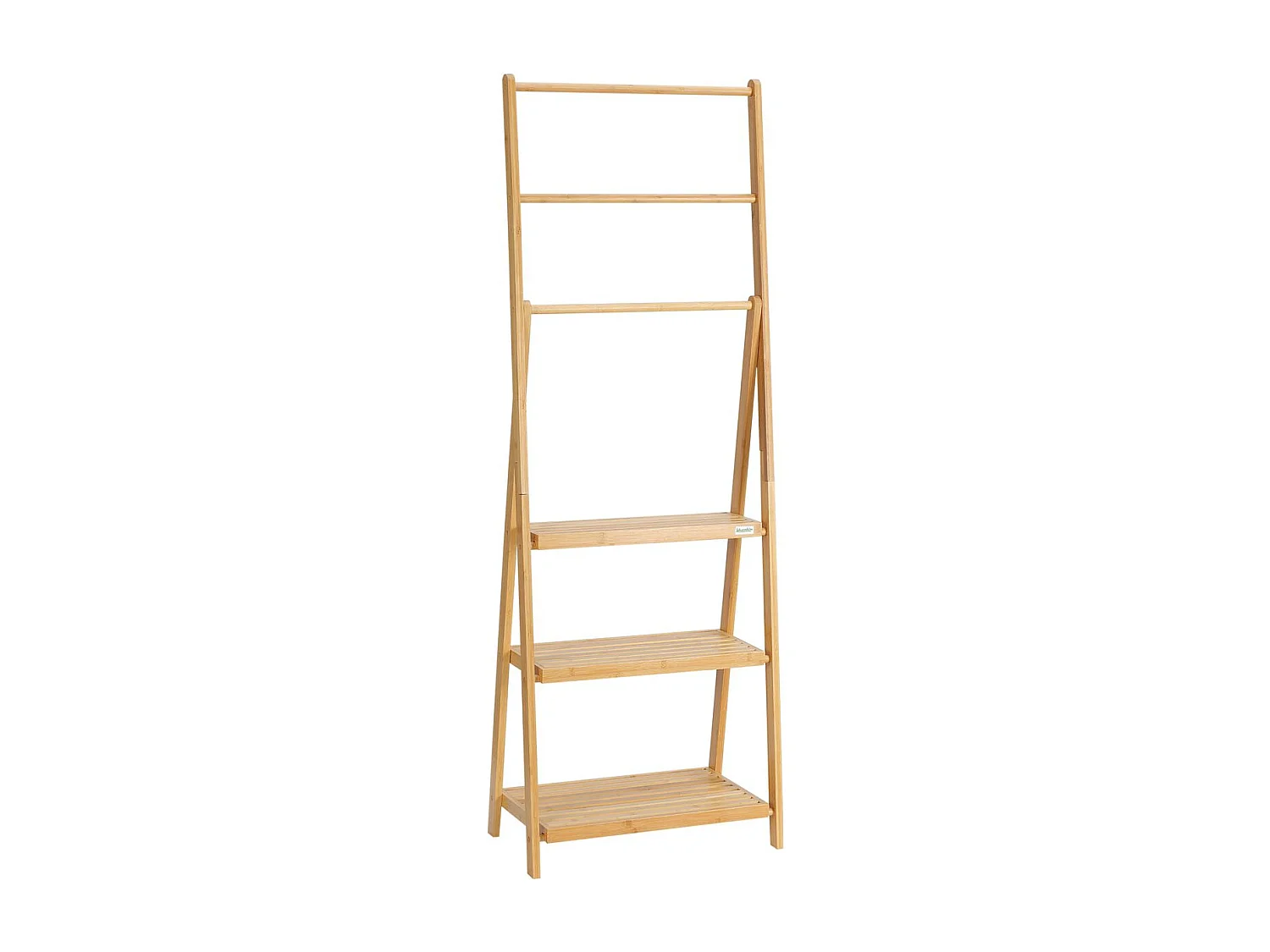 Toallero de pie madera natural 53x30.5x152 cm kleankin