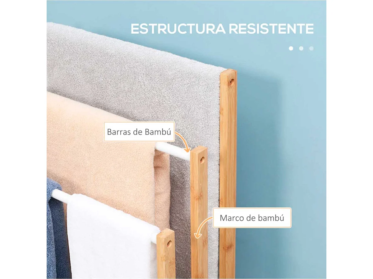 Toallero de pie madera natural 48x25.8x94 cm HOMCOM