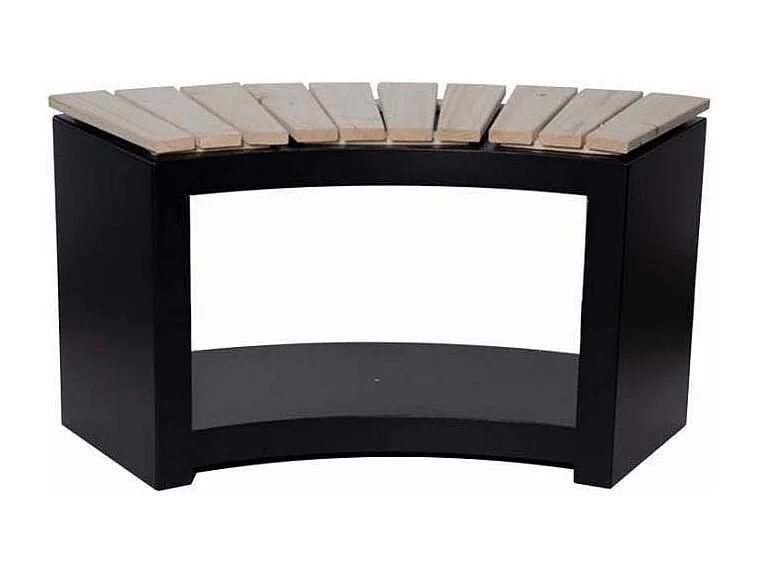 Banc acier et bois avec rangement à bûches Incurvé