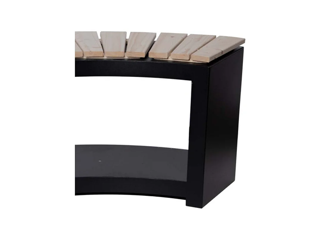 Banc acier et bois avec rangement à bûches Incurvé