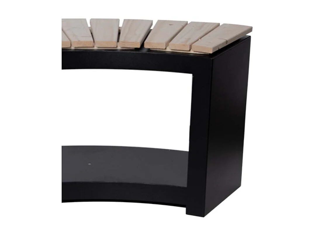 Banc acier et bois avec rangement à bûches Incurvé