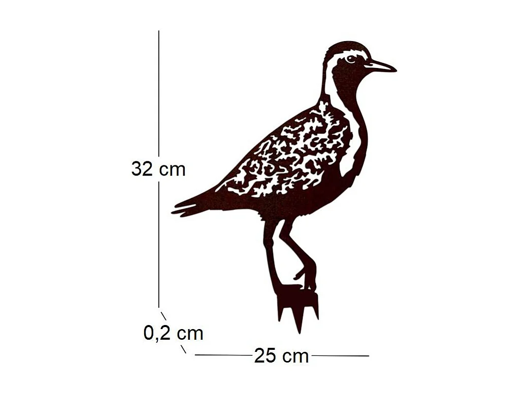 Pluvier doré à planter en acier corten