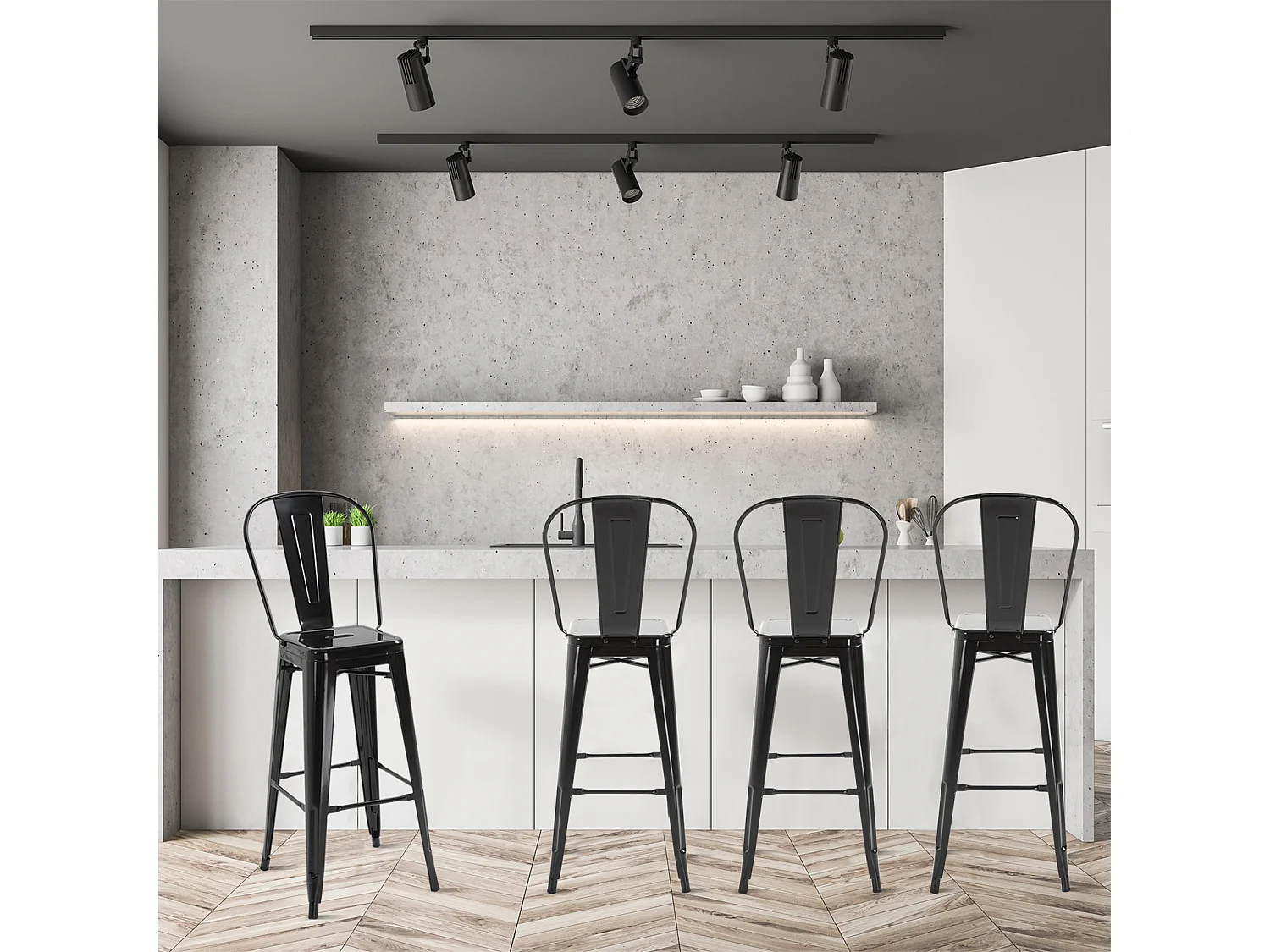 Taburetes de bar negro 44x49x116 cm HOMCOM