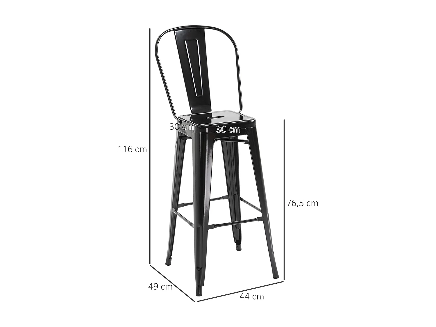 Taburetes de bar negro 44x49x116 cm HOMCOM