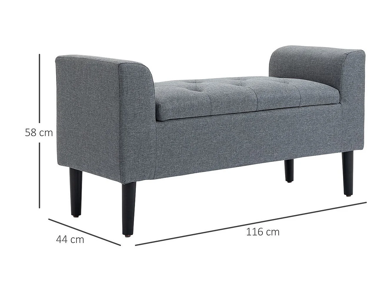 Banco pie de cama gris 116x44x58 cm HOMCOM