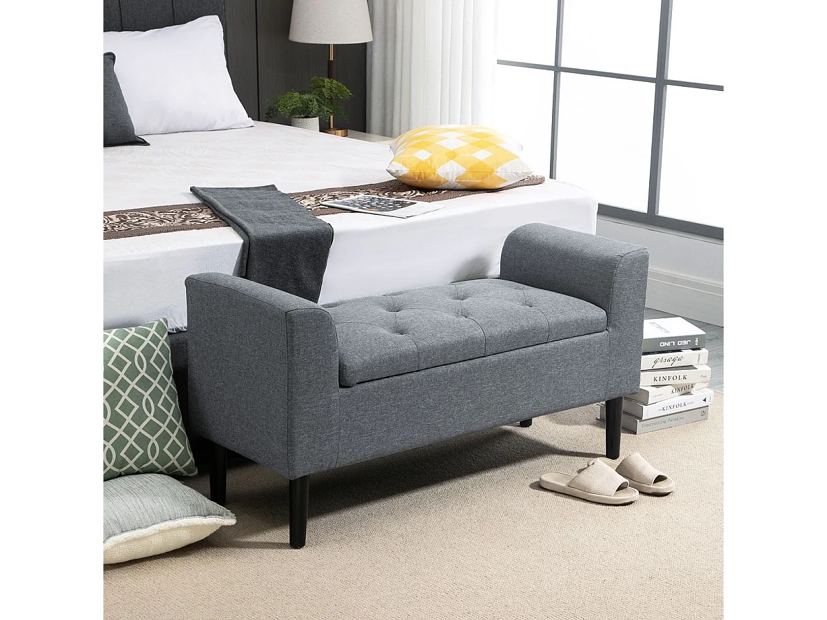 Banco pie de cama gris 116x44x58 cm HOMCOM