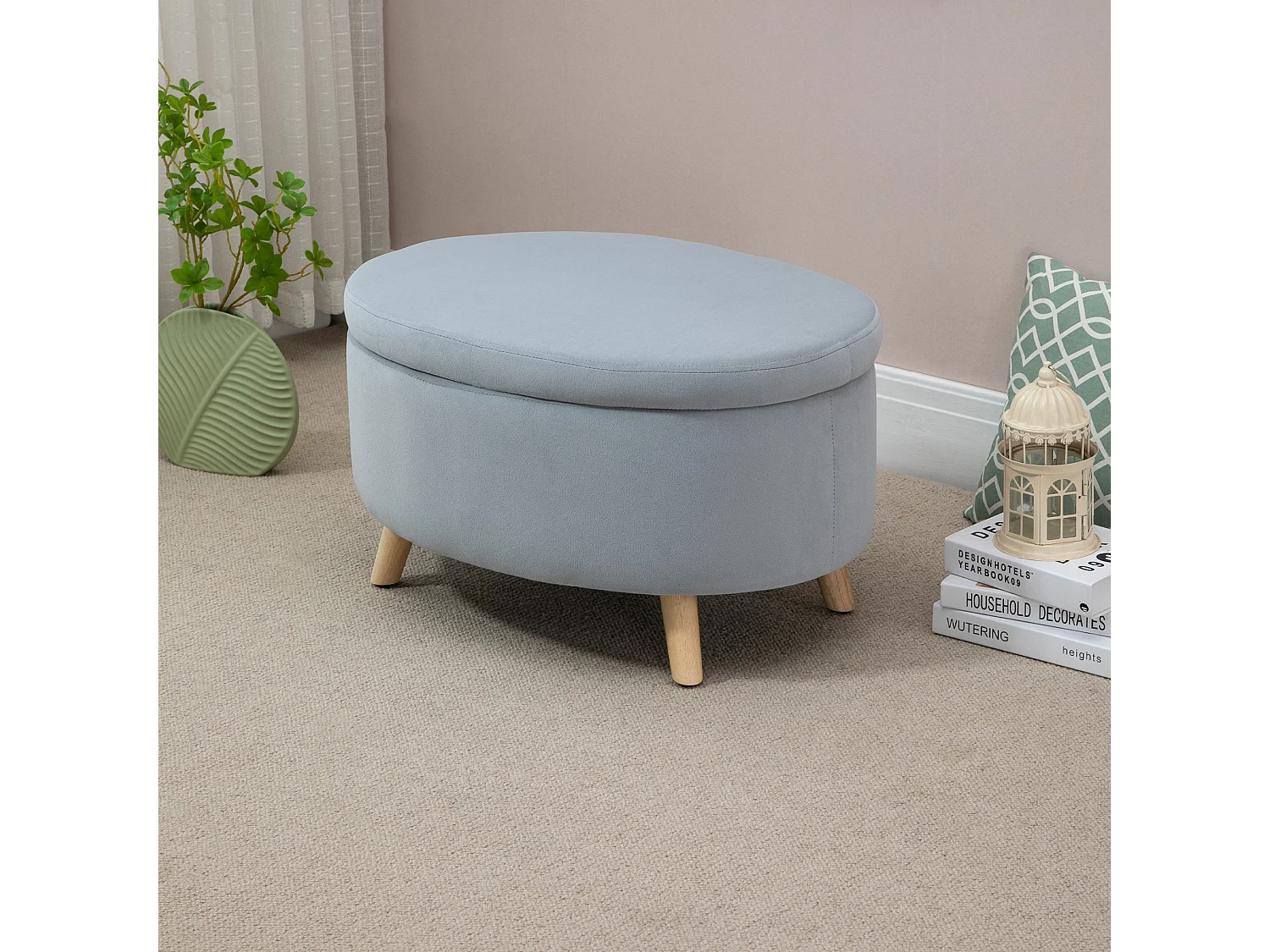 Otomano puff gris 71x51.5x42 cm HOMCOM