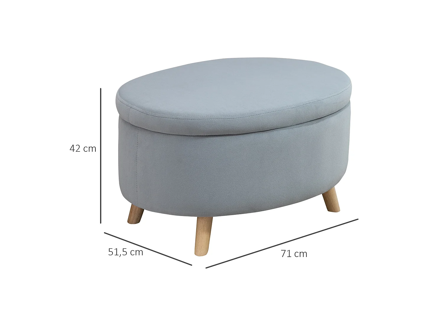 Otomano puff gris 71x51.5x42 cm HOMCOM