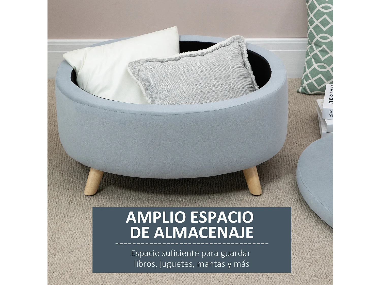 Otomano puff gris 71x51.5x42 cm HOMCOM