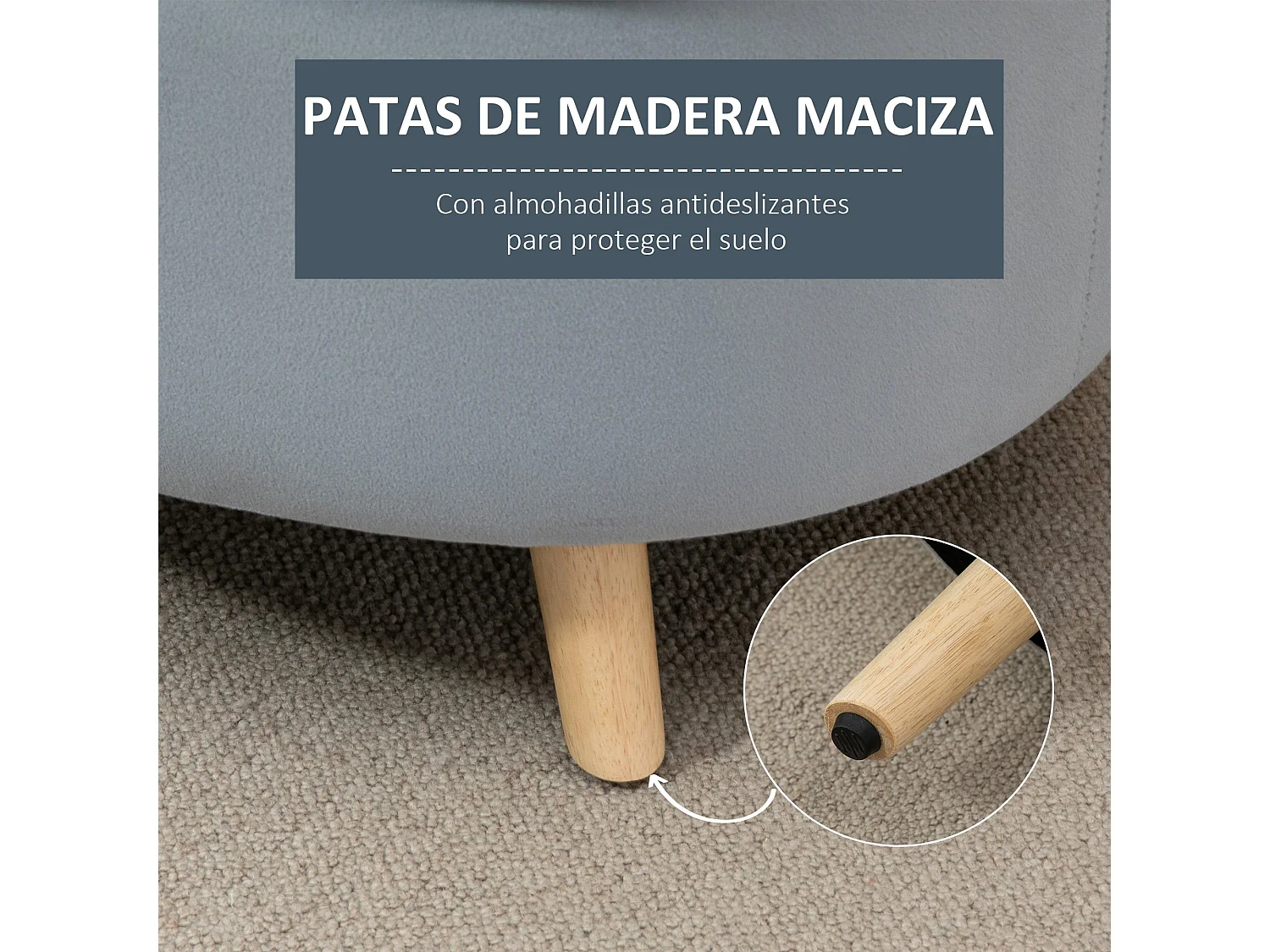 Otomano puff gris 71x51.5x42 cm HOMCOM