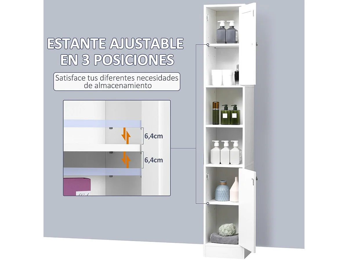 Armario alto para baño blanco 30x28x180 cm kleankin