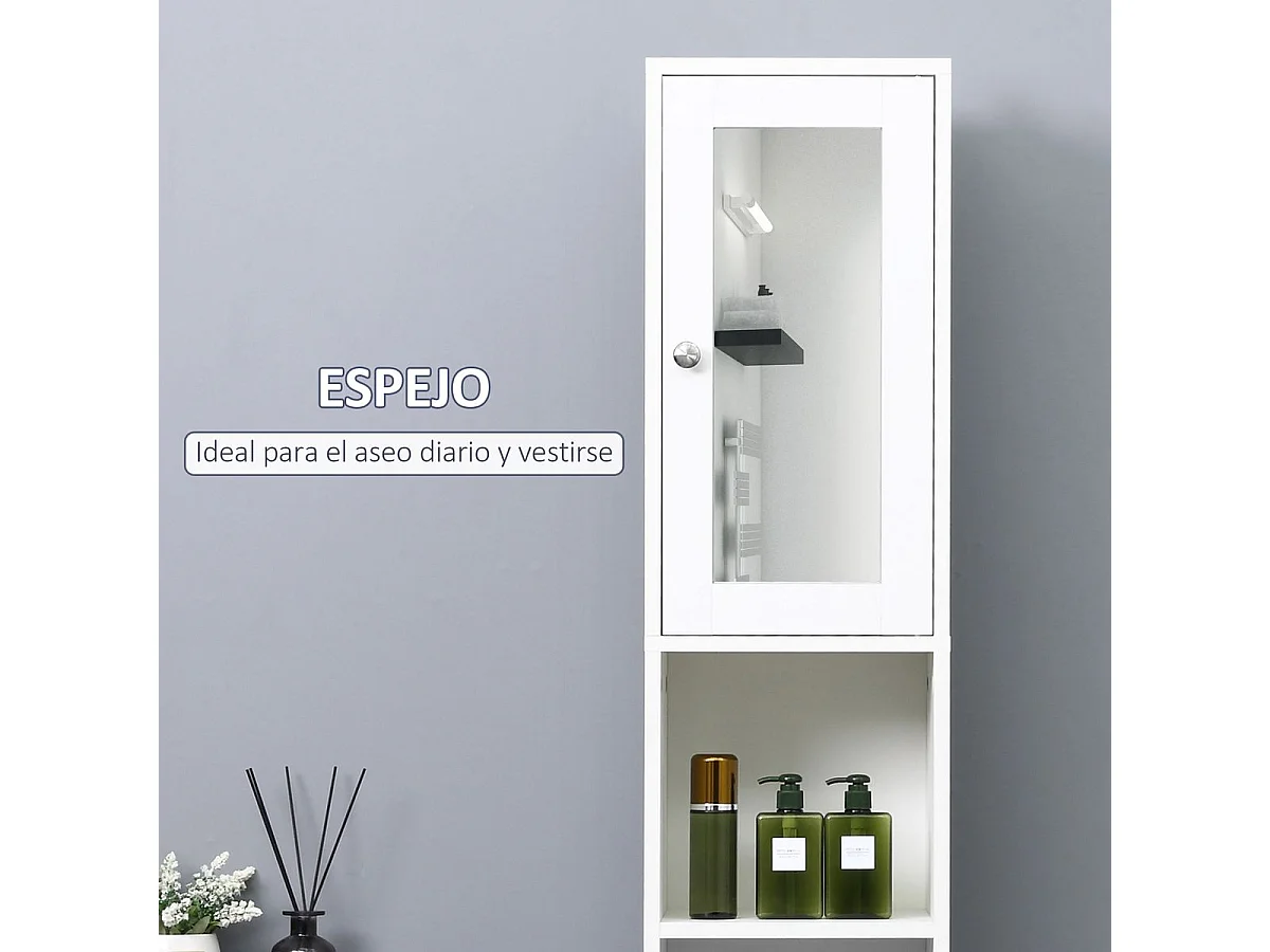 Armario alto para baño blanco 30x28x180 cm kleankin