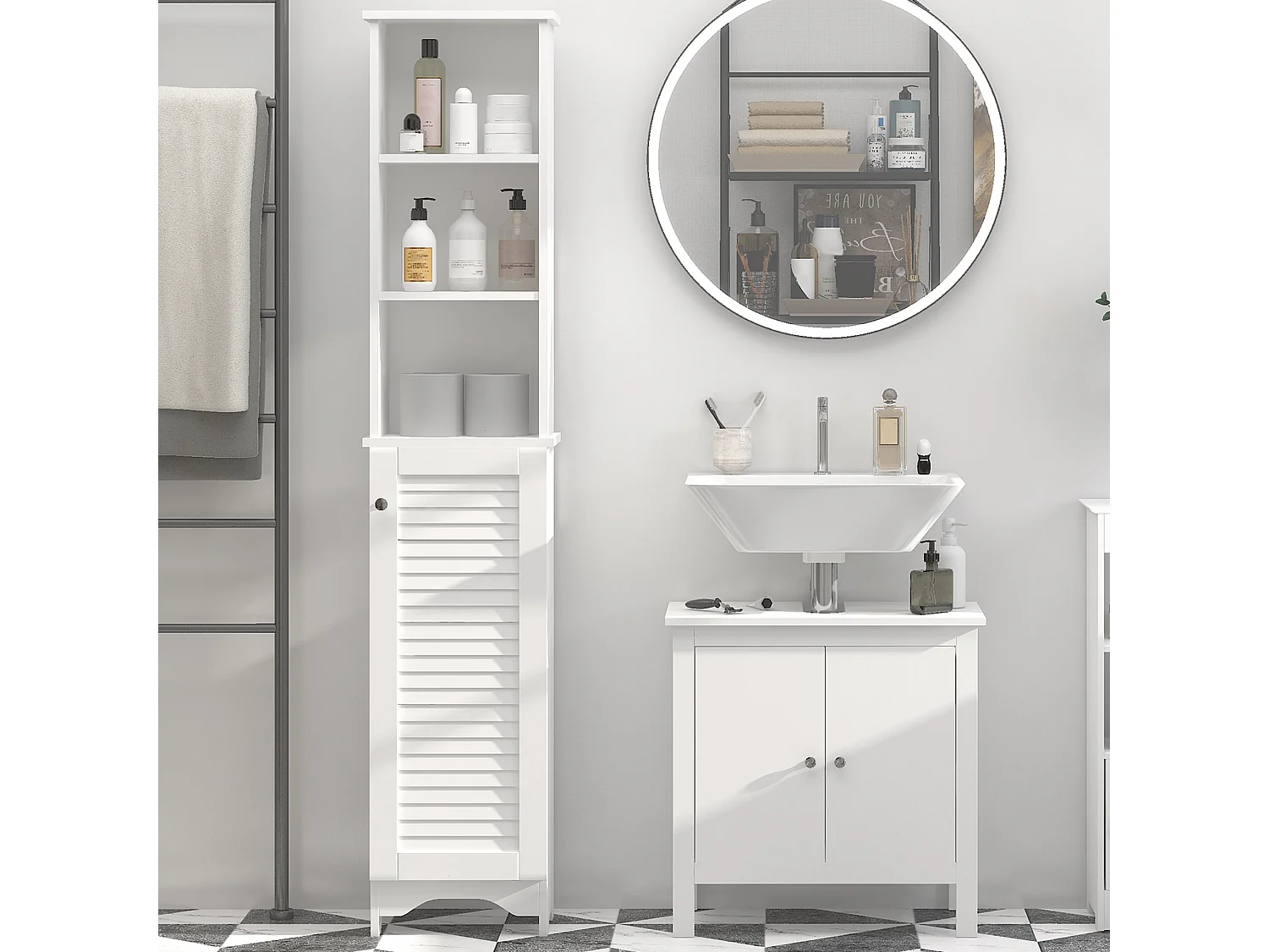 Armario para baño blanco 34x20x165 cm HOMCOM