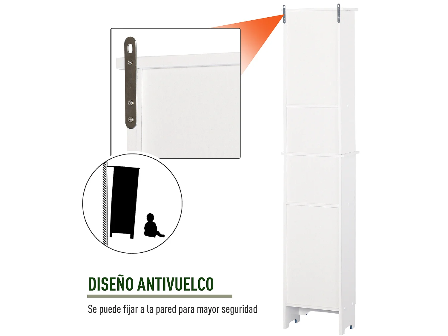 Armario para baño blanco 34x20x165 cm HOMCOM
