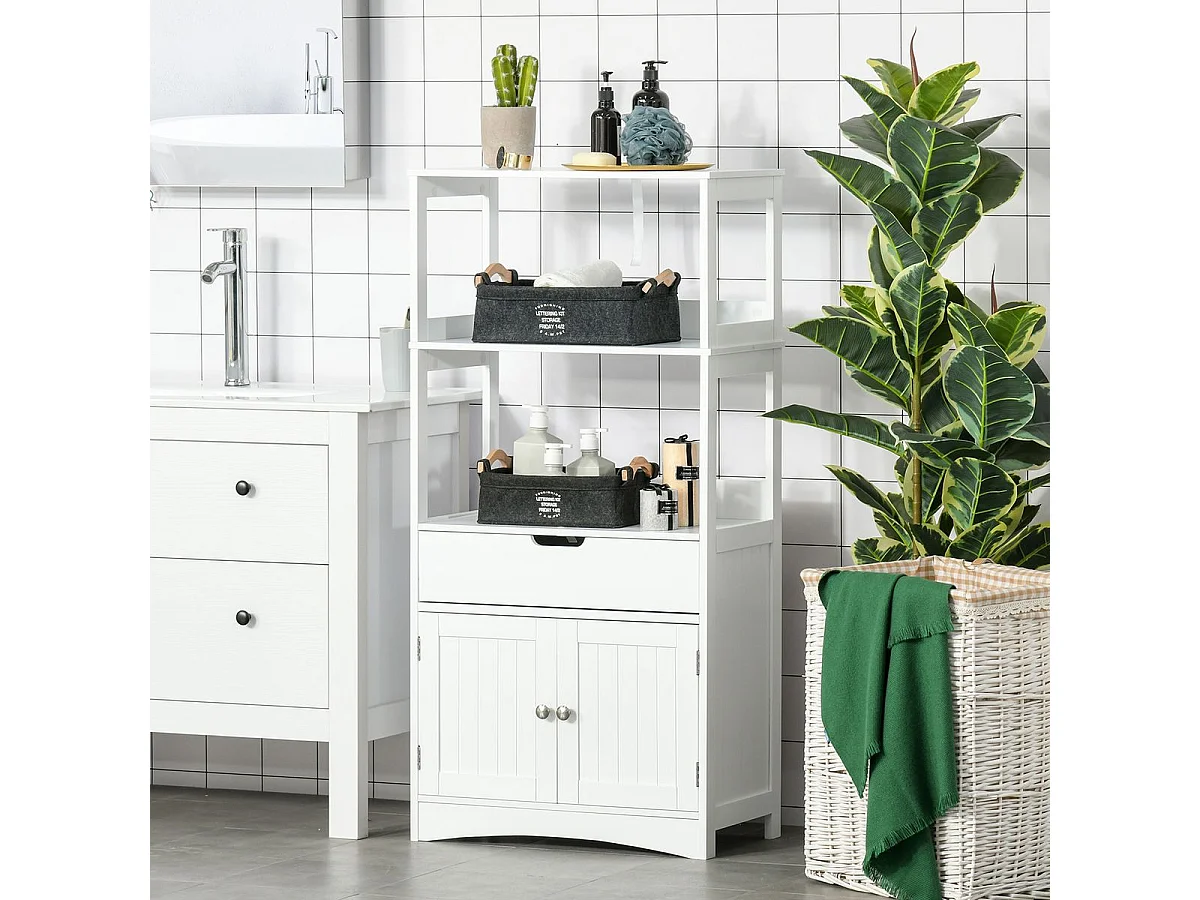 Armario de baño blanco 60x33x122.5 cm kleankin