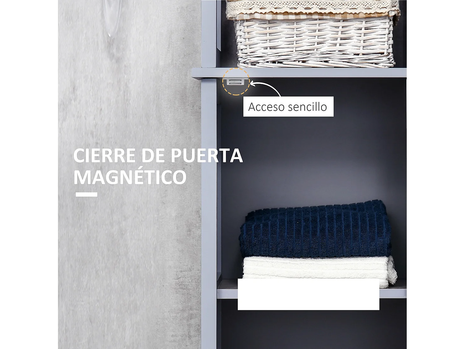 Armario de baño gris 40x30x160 cm kleankin