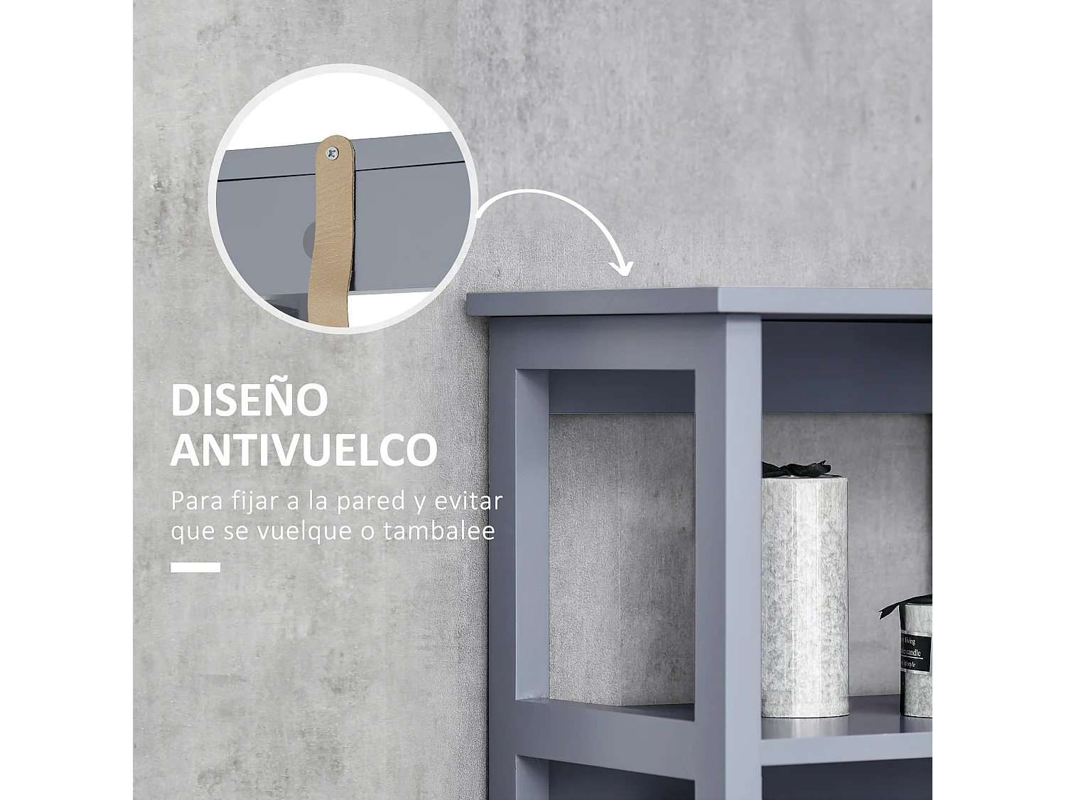 Armario de baño gris 40x30x160 cm kleankin