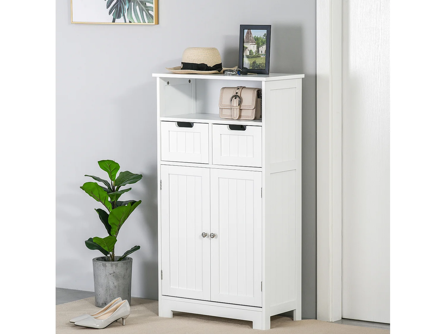 Armario de baño blanco 60x30x108.8 cm kleankin