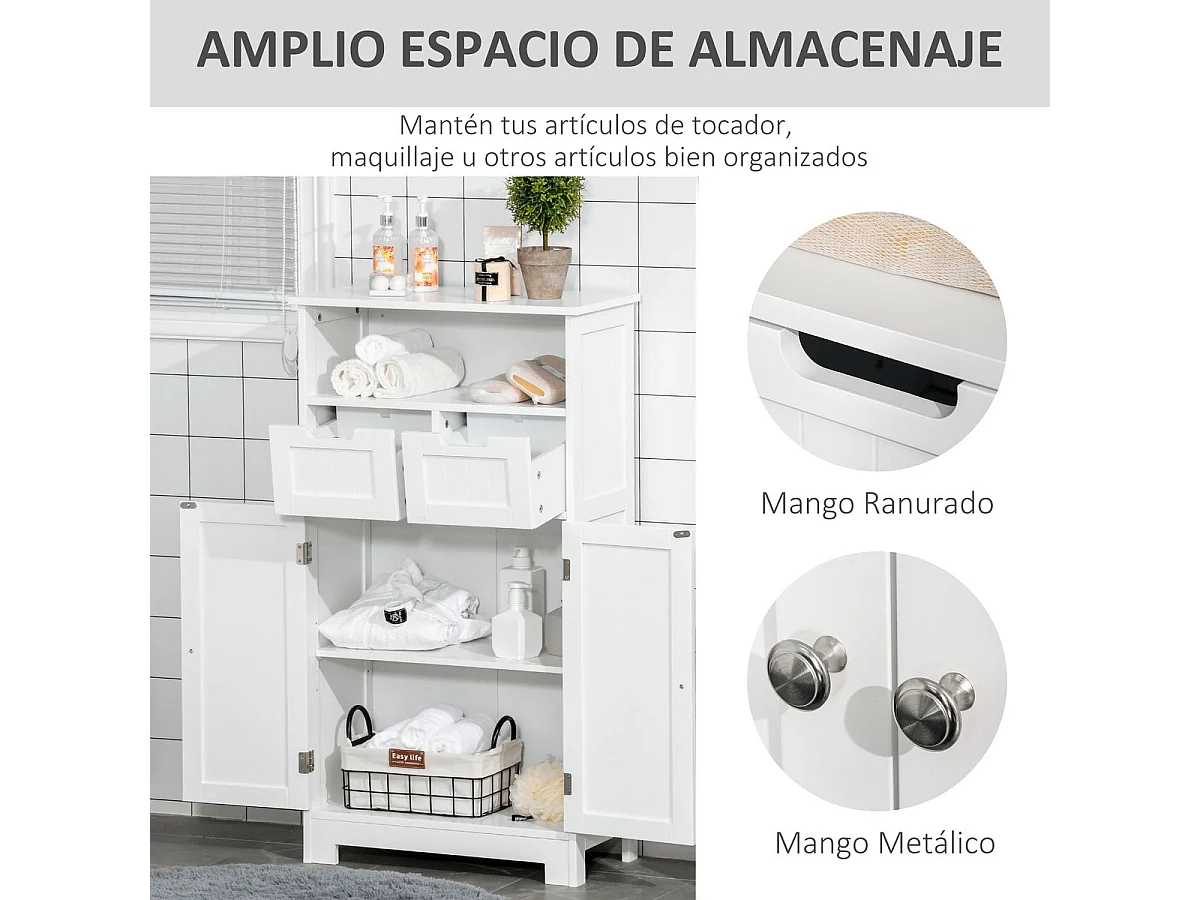 Armario de baño blanco 60x30x108.8 cm kleankin