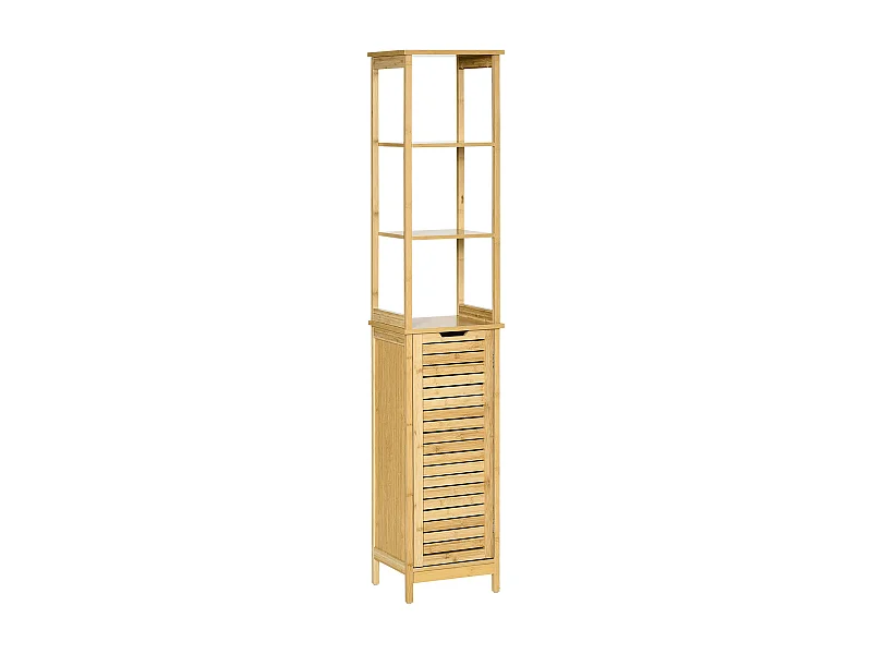 Estantería de baño madera natural 34x30x173 cm kleankin