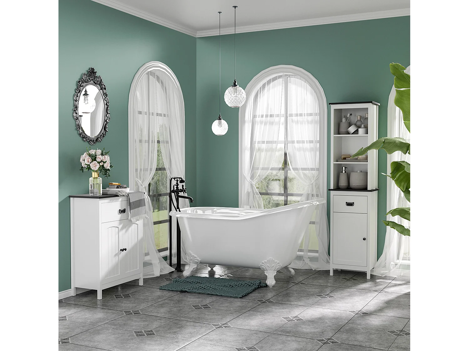 Armario de baño blanco 60x30x80 cm kleankin