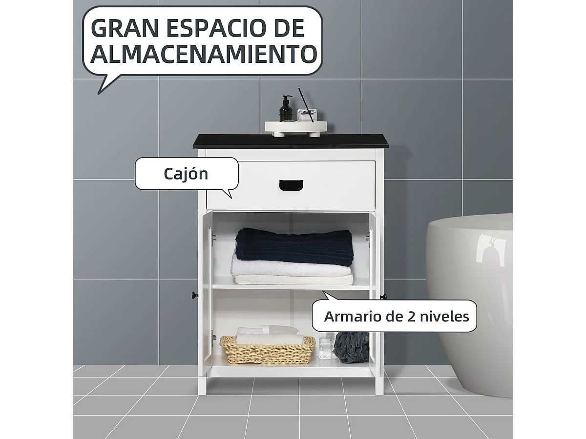 Armario de baño blanco 60x30x80 cm kleankin