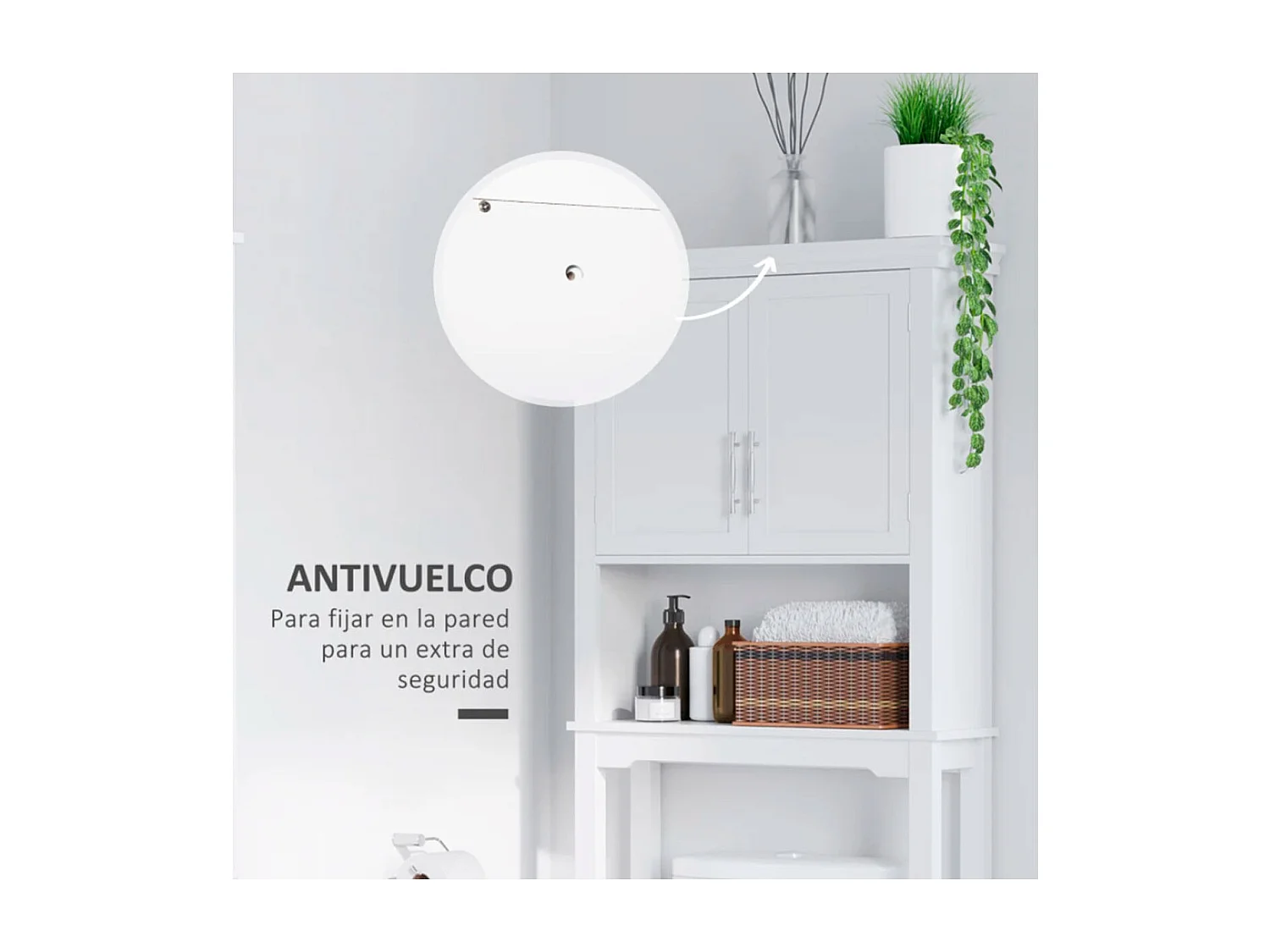 Mueble sobre inodoro blanco 71x20.5x165 cm kleankin