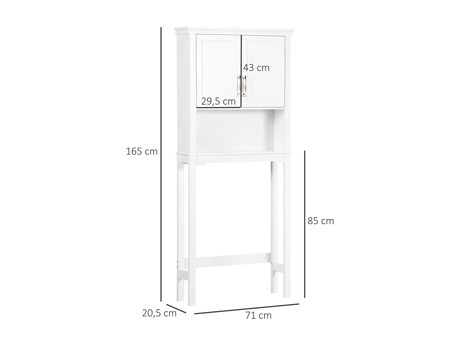Mueble sobre inodoro blanco 71x20.5x165 cm kleankin